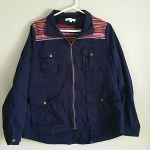 Navy Blue Tapestry Utility Jacket